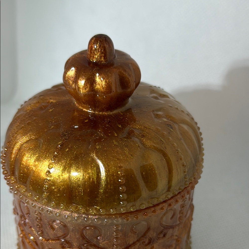 Unique Resin Gold Decorative Jar with Lid - Picture 5 of 7